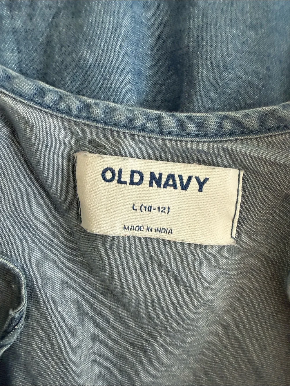 Old Navy Denim Blue Girls Tank Top with Embroidered Hem